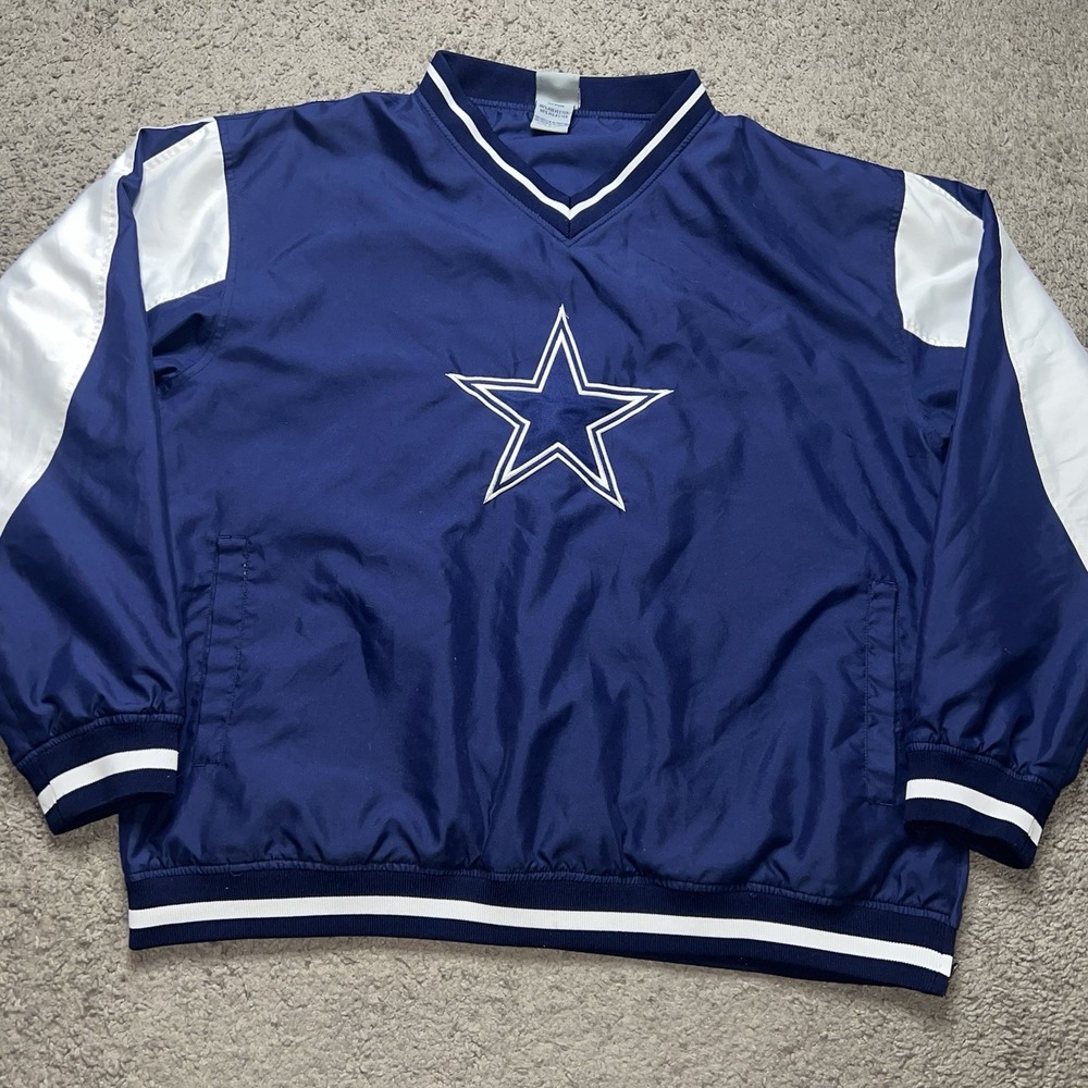 NFL Vintage Y2k Cowboys Pullover Windbreaker Size Large Navy Blue